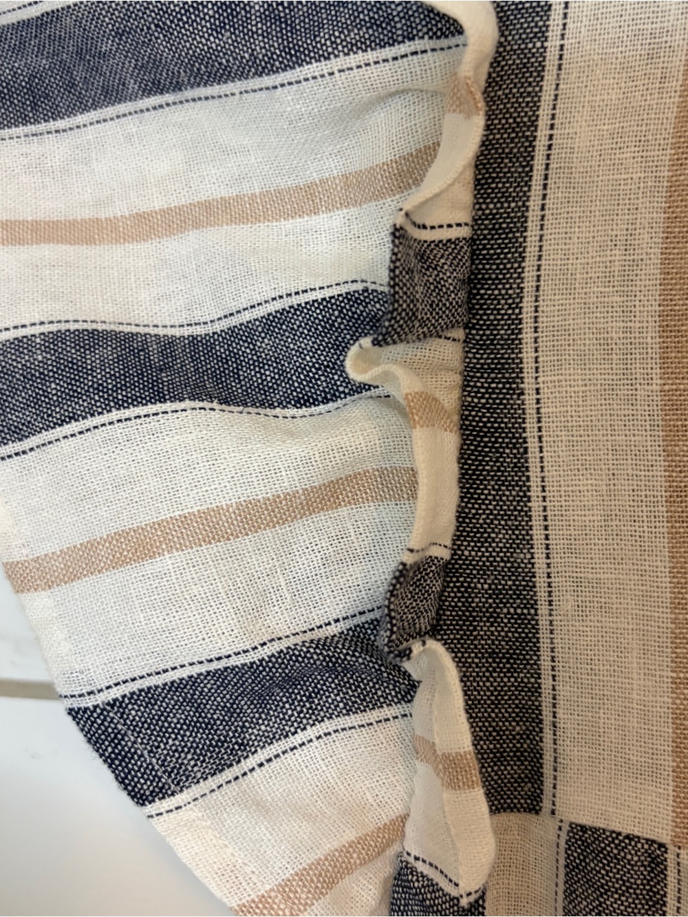 Cynthia Rowley Striped Top in Navy, Cream & Tan. Linen Blend. - Picture 5 of 10